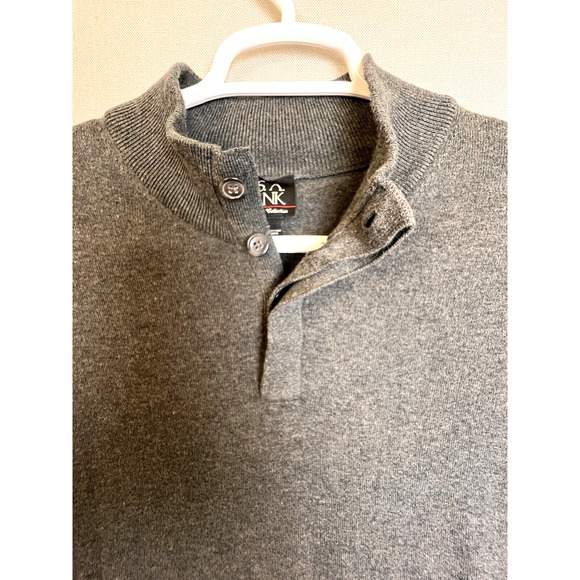 Jos A Banks Sweater Men's XXL Gray Pima Cotton Quarter Button Pull Over Preppy - Picture 7 of 10